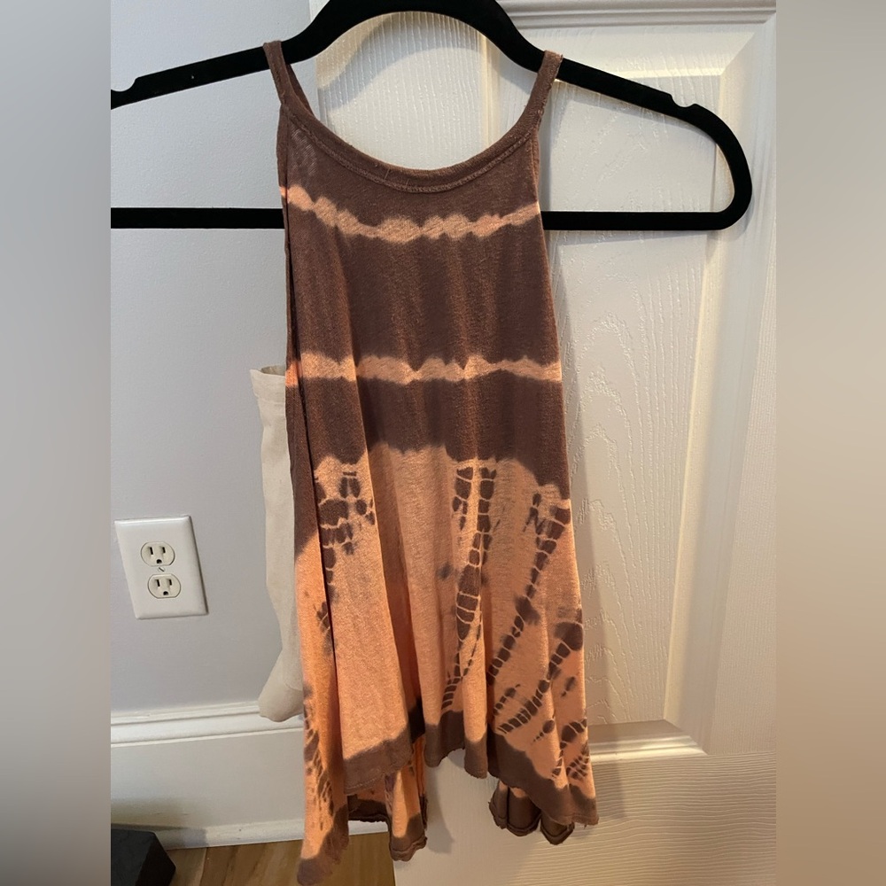 We The Free Taupe Tie Dye Sleeveless Open Back Tank Top